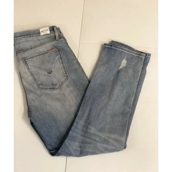 HUDSON JEANS Blue Distressed Crop Skinny Jeans - Picture 5 of 12